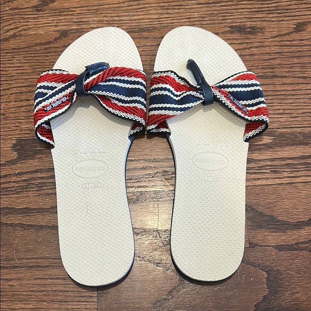 Havaianas Red and Blue Sandals Nautical Style